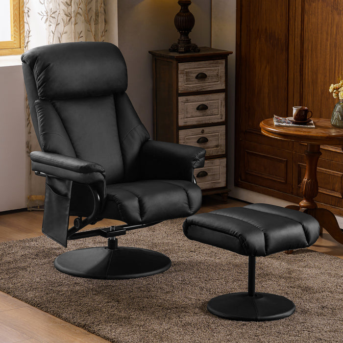 Mcombo Swivel Recliner with Ottoman, Reclining Chair with Massage, Faux Leather Lounge Chairs for Living Room Bedroom 4539