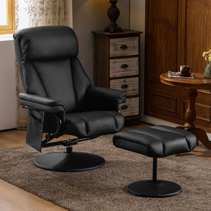 MCombo Swivel Recliner with Ottoman, Reclining Chair with Massage, Faux Leather Lounge Chairs for Living Room Bedroom 4539