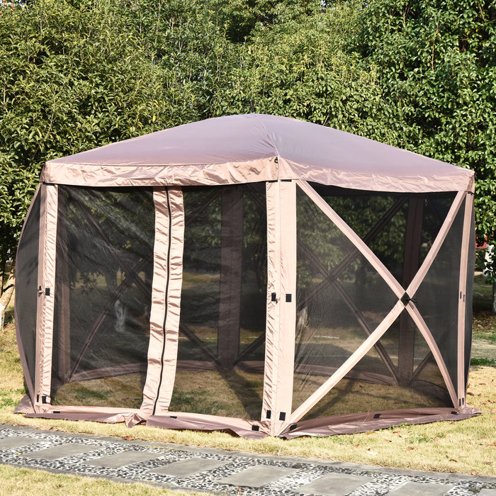 Mcombo Gazebo Tent Pop-Up Portable 6-Sided Hub Durable Screen Tent (6-8 Person) 6052-1024BR-6PC
