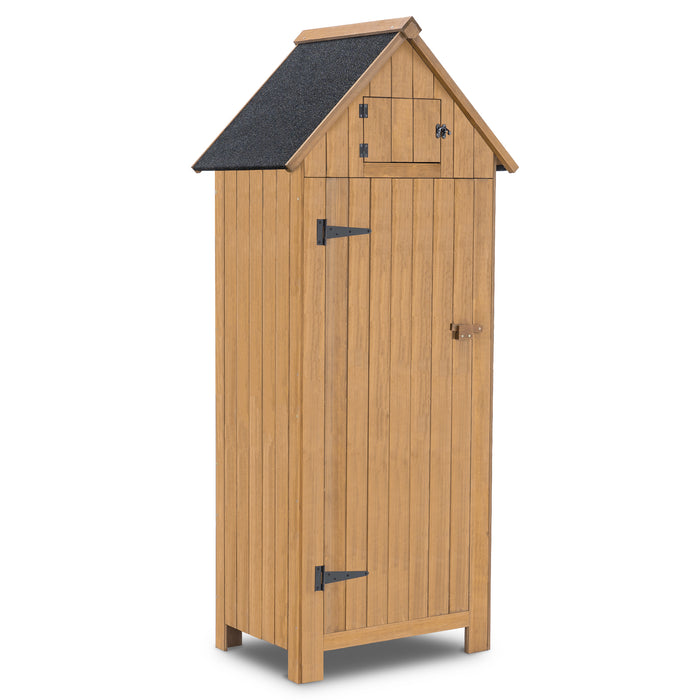 Mcombo 70” Wooden Garden Shed Wooden Lockers with Fir Wood, Fashionable Design with Double Doors Cabinet 6056-0770