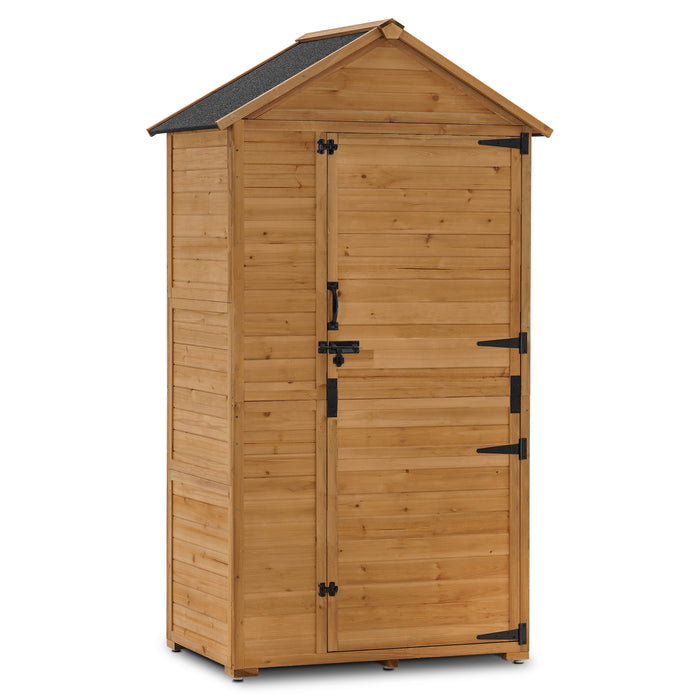 MCombo Large Outdoor Storage Cabinet with 3 Shelves, Oversize Outside Tool Storage Shed with lock, Tall Garden Shed with Floor for Backyard and Patio 1998