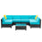 Mcombo Patio Furniture Sets 7 Pieces Outdoor Wicker Sectional Sofa Set, PE Rattan Aluminum Frame Conversation Sets with Washable Cushion and Glass Table for Garden, Proch, and Backyard, 6080-7PC