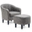 Mcombo Accent Club Chair, Barrel Chair with Ottoman, Faux Leather Arm Chair for Living Room Bedroom, Small Space 4022