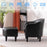 Mcombo Accent Club Chair, Barrel Chair with Ottoman, Faux Leather Arm Chair for Living Room Bedroom, Small Space 4022