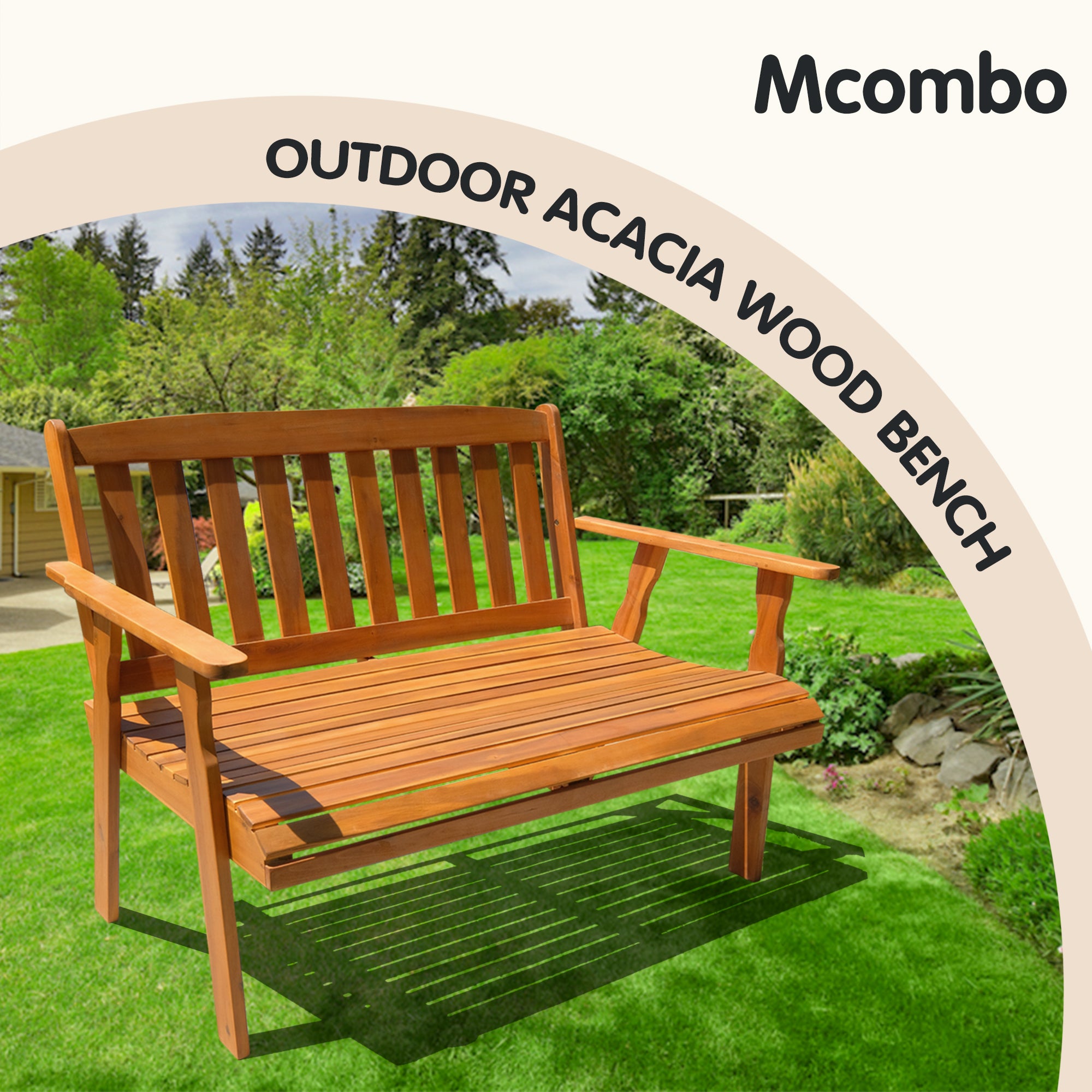 Patio Wood Garden Bench 2-Seat, BC01