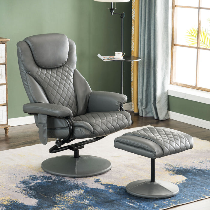 MCombo Recliner with Ottoman, Reclining Chair with Massage, 360 Swivel Living Room Chair Faux Leather, 4901