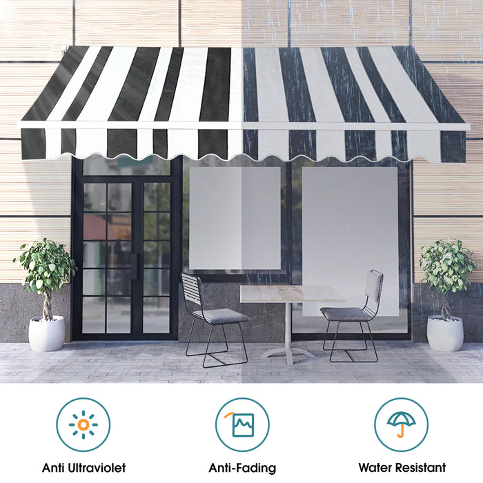 MCombo 12x10 FT Manual Retractable Patio Window Awning Commercial Grade - Quality 100% 280G Polyester Sunshade Shelter Outdoor Canopy Aluminum Frame