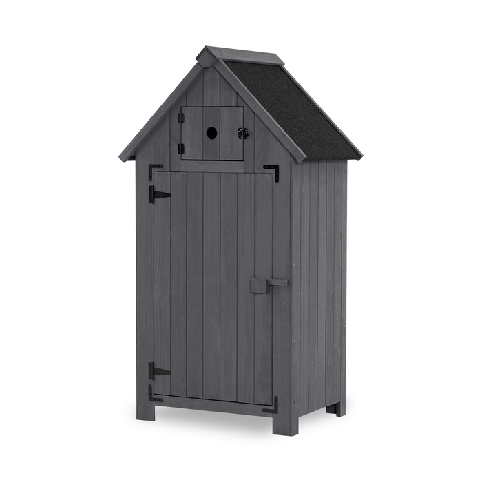 MCombo Outdoor Wood Storage Cabinet, Small Size Garden Shed with Door and Shelves, Outside Tools Cabinet for Patio (30.3”x21.5”x56”) 0733