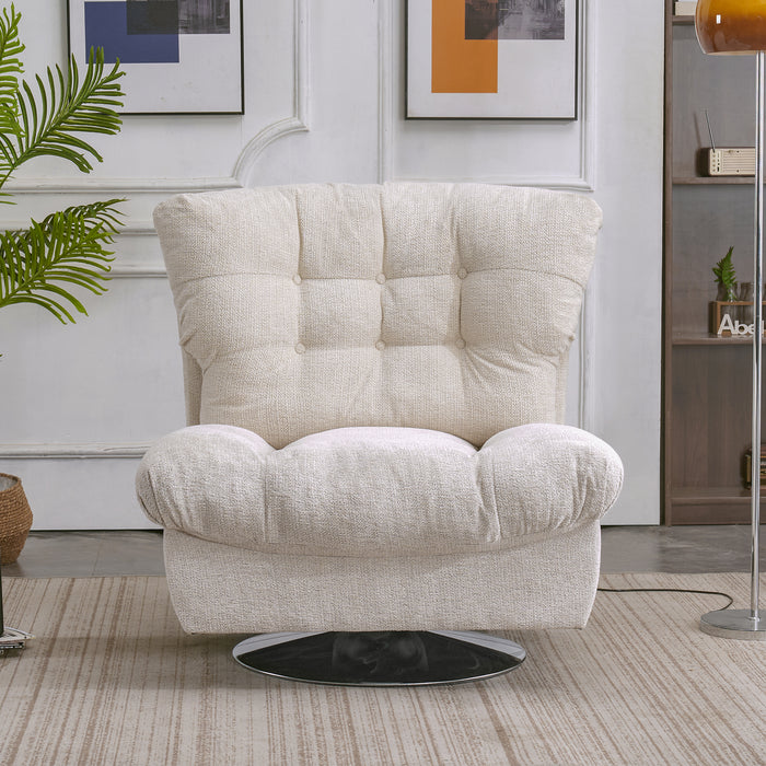 Mcombo Modern Swivel Accent Chairs, Button-Tufted Slipper Chair, Chenille Upholstered Wingback Leisure Sofa Chair for Living Room Bedroom LW753
