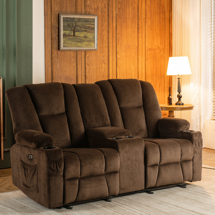 Mcombo Fabric Power Loveseat Recliner, Electric Reclining Sofa with Heat and Massage, Cup Holders, USB Charge Port for Living Room 6015/6035/6025/6045