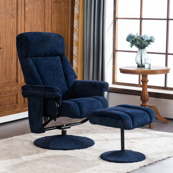 MCombo Recliner with Ottoman, Reclining Chair with Massage, Chenille Fabric Swivel Recliner Chairs for Living Room 4828