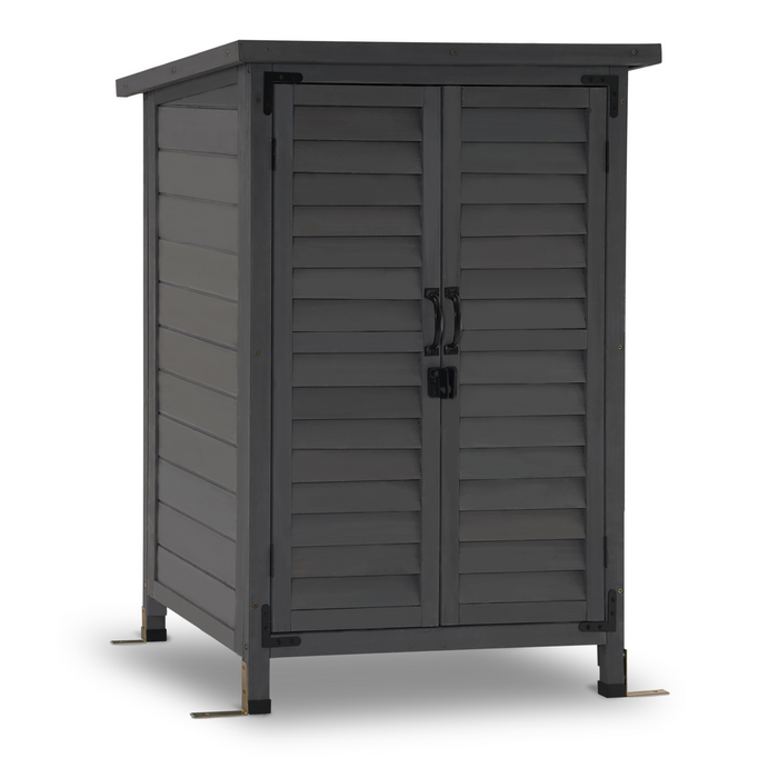 MCombo Outdoor Wood Storage Cabinet, Small Size Garden Wooden Tool Shed with Double doors, Outside Tools Cabinet for Backyard (24.6”x 18.3”x38.2”) 0985