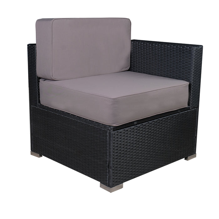 Mcombo Outdoor Patio Black Wicker Furniture Sectional Set All-Weather Resin Rattan Chair Modular Sofas with Water Resistant Cushion Covers 6082-5004CC-BK