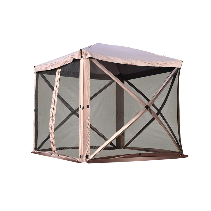 Mcombo Gazebo Tent Pop-Up Portable 4-Sided Hub Durable Screen Tent (3-5 Person) 6052-C1024BR-4PC