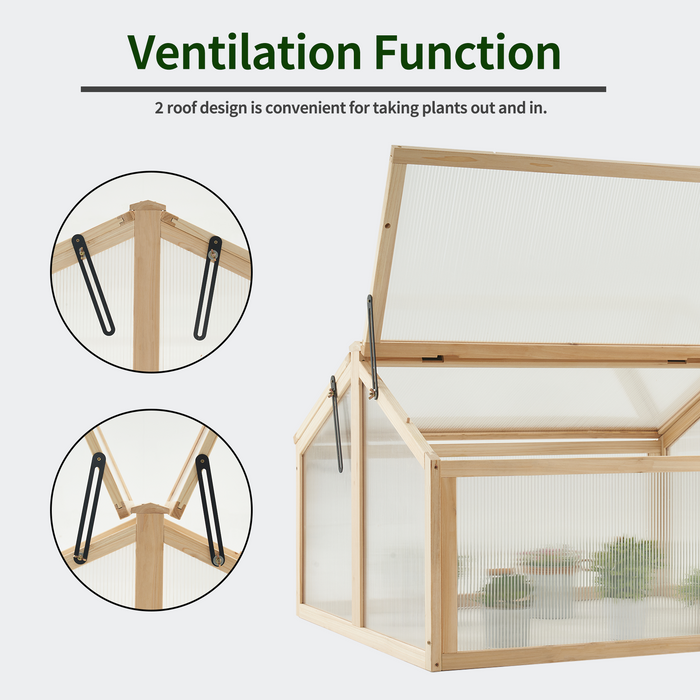 MCombo Double Box Wooden Greenhouse Cold Frame Raised Plants Bed Protection 6057-0145