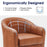 Mcombo Accent Club Chair, Barrel Chair with Ottoman, Faux Leather Arm Chair for Living Room Bedroom, Small Space 4022