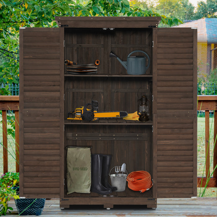 MCombo Outdoor Storage Cabinet, Garden Storage Shed, Outside Vertical Shed with Lockers, Outdoor 63 Inches Wood Tall Shed for Yard and Patio 6056-0870