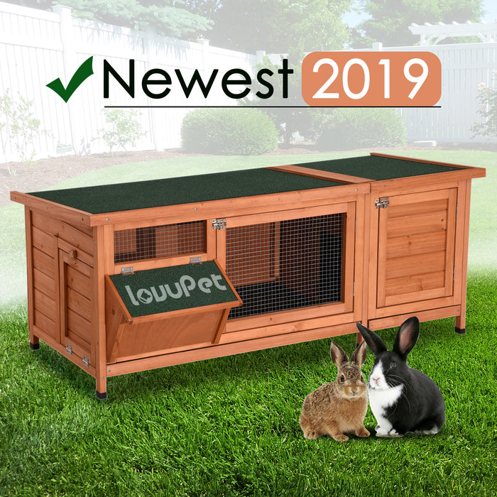 USED Lovupet Wooden Outdoor Indoor Bunny Hutch Rabbit Cage with Feeding Trough Guinea Pig Coop Pet House for Small Animals with Six Legs 1550D