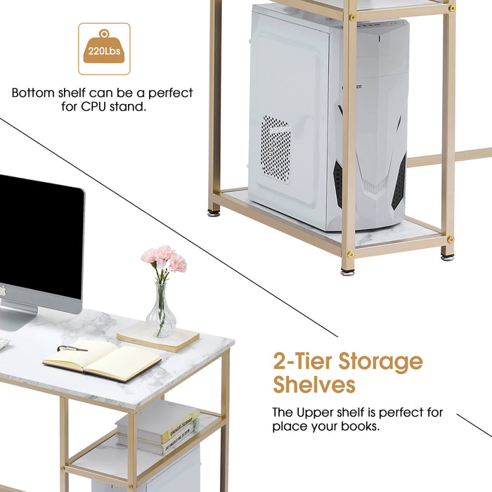 Mcombo Computer Desk with Shelves, Office Desk for Living Room — MCombo