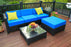 mcombo 5PC Outdoor Garden Patio Furniture Sectional Wicker Rattan Sofa Chair Couch Table Cushion Aluminum Frame 6080-1005