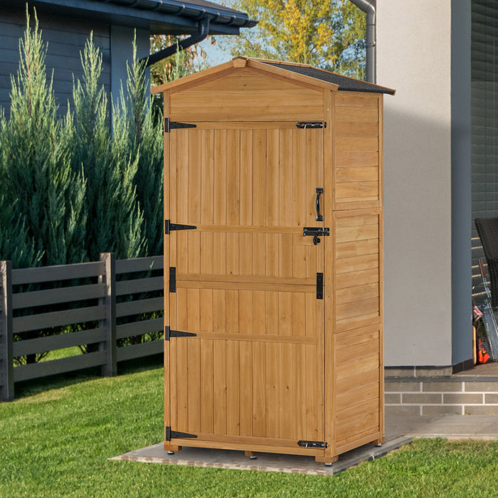 Mcombo Large Outdoor Storage Cabinet with Folding Table, Oversize Garden Tool Shed with Shelves, Tall Outdoor Storage Shed with Lock for Patio and Yard (3 x 2 x 6 FT) 1965