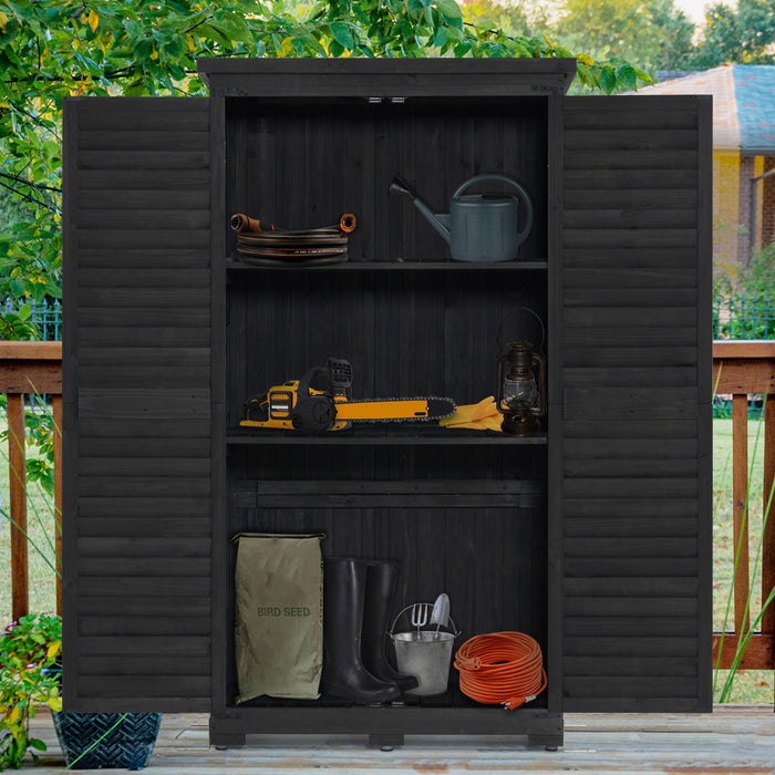 MCombo Outdoor Storage Cabinet, Garden Storage Shed, Outside Vertical Shed with Lockers, Outdoor 63 Inches Wood Tall Shed for Yard and Patio 6056-0870