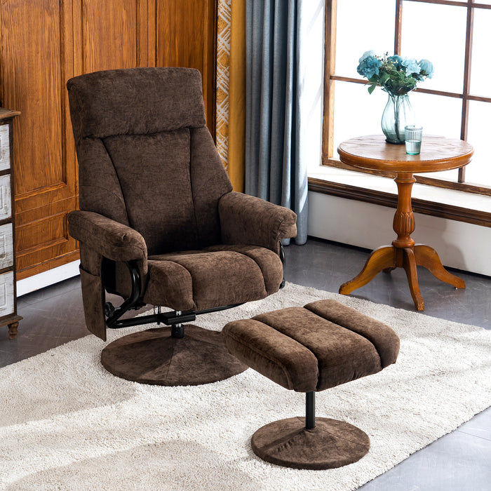 MCombo Recliner with Ottoman, Reclining Chair with Massage, Chenille Fabric Swivel Recliner Chairs for Living Room 4828