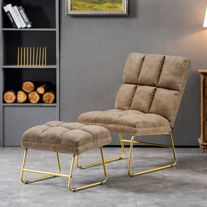 MCombo Accent Chair with Ottoman, Hot-Stamping Club Chair With Golden Metal Legs, Lounge Sofa Couch for Living Reading Room Bedroom 4013