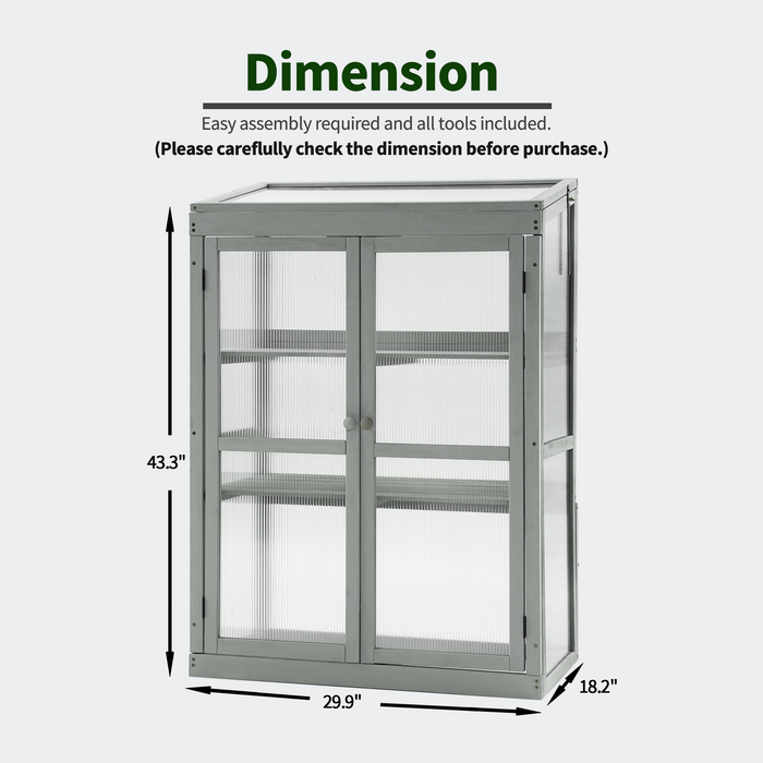 MCombo Greenhouse Wooden Cold Frame Greenhouse, Garden Portable Mini Greenhouse Cabinet, Raised Flower Planter Shelf Protection for Outdoor Indoor Use, 0760