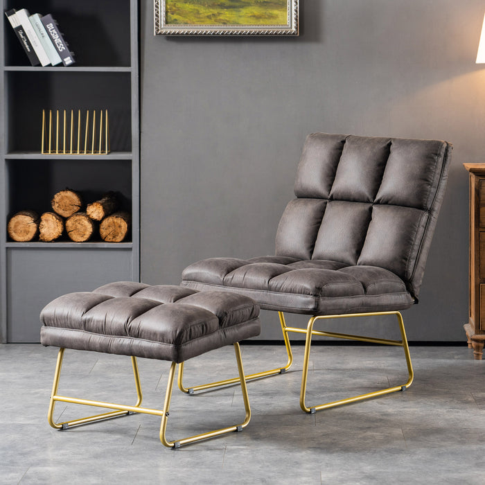 MCombo Accent Chair with Ottoman, Hot-Stamping Club Chair With Golden Metal Legs, Lounge Sofa Couch for Living Reading Room Bedroom 4013