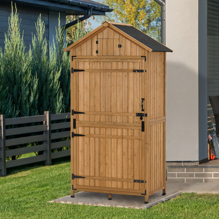 Mcombo Large Outdoor Storage Cabinet with Lock, Oversize Outdoor Storage Shed with Shelves, Outside Tall Garden Tool Shed with Floor for Backyard and Patio 1970