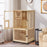 MCombo Luxury Wooden Cat House with Scratching Post, Wood Cat Enclosures Indoor with Wheels, Multi-Feature Cat Cage Villa with Escape Door, Enclosed Cat Condo for Cats Kittens CT15