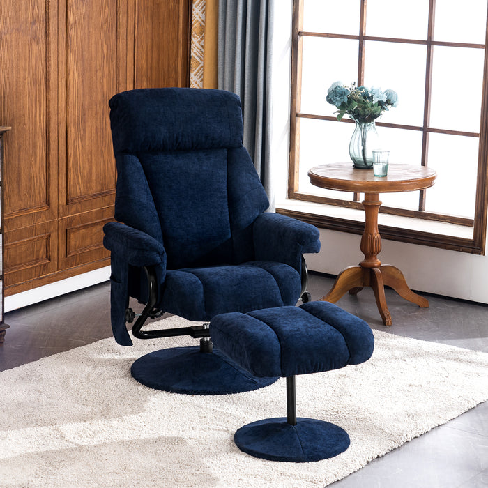 MCombo Recliner with Ottoman, Reclining Chair with Massage, Chenille Fabric Swivel Recliner Chairs for Living Room 4828