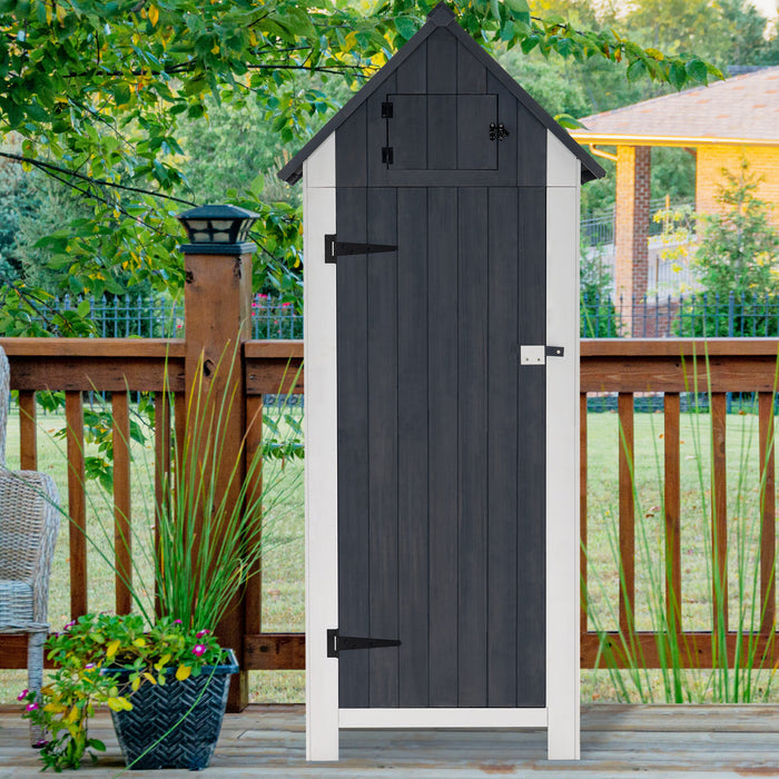Mcombo 70” Wooden Garden Shed Wooden Lockers with Fir Wood, Fashionable Design with Double Doors Cabinet 6056-0770