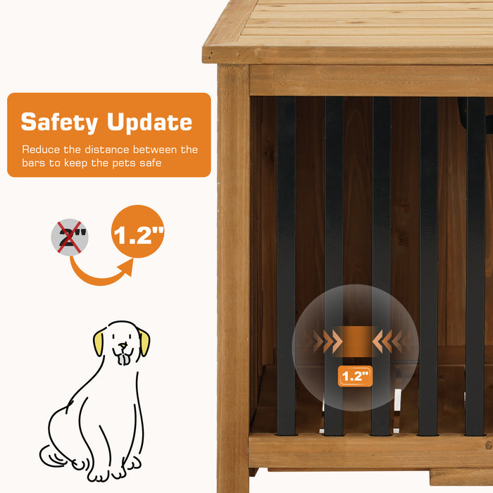 Mcombo Wooden Dog Crate Furniture End Table with Door, No Assembly Portable Foldable Pet Crate Dog Kennel Indoor with Removable Tray