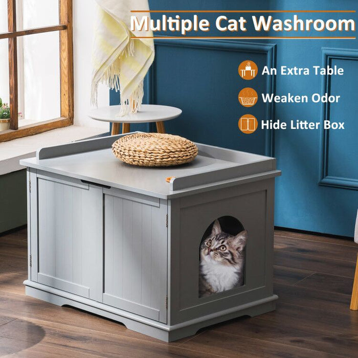 Lovupet Wooden Cat Washroom Bench, Wood Cat Litter Box Enclosure Hidden Side Table Furniture, Pet Kitty House Cabinet for Living Room ,Indoor Outdoor 6012-0657EY