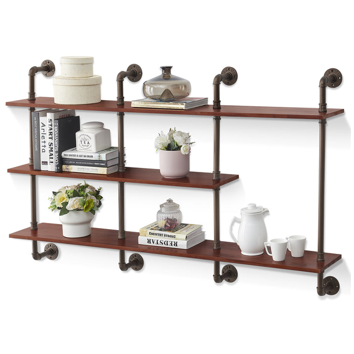 Industrial Pipe Bathroom Wall Shelf, Rustic Wall Mounted Storage Shelv —  MCombo