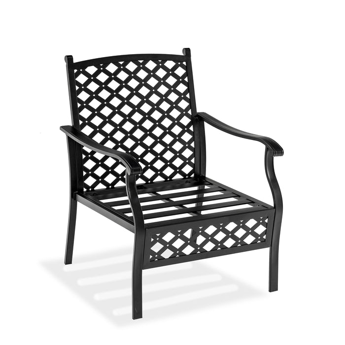 Mcombo 4 PCS Wrought Iron Patio Furniture Sets 6084-STEEL14-BG