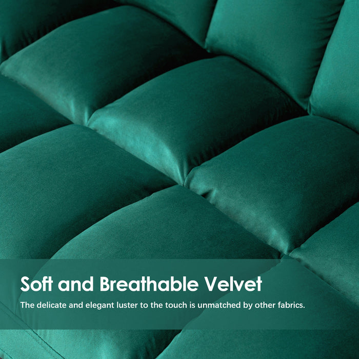 Mcombo Loveseat Sofa Couch, Mid-Century Velvet Armless Settee, 2-Seater Upholstered Bench for Living Room Bedroom 4018