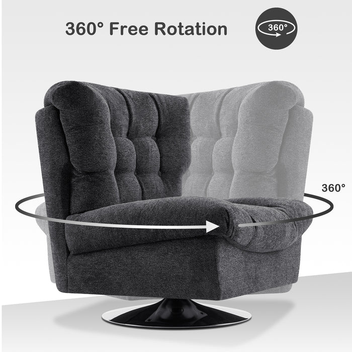Mcombo Modern Swivel Accent Chairs, Button-Tufted Slipper Chair, Chenille Upholstered Wingback Leisure Sofa Chair for Living Room Bedroom LW753
