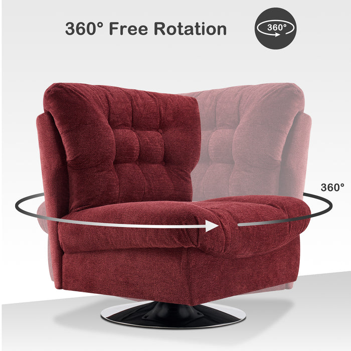 Mcombo Modern Swivel Accent Chairs, Button-Tufted Slipper Chair, Chenille Upholstered Wingback Leisure Sofa Chair for Living Room Bedroom LW753