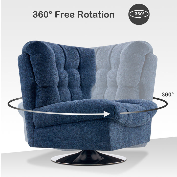 Mcombo Modern Swivel Accent Chairs, Button-Tufted Slipper Chair, Chenille Upholstered Wingback Leisure Sofa Chair for Living Room Bedroom LW753