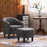 Mcombo Accent Club Chair, Barrel Chair with Ottoman, Faux Leather Arm Chair for Living Room Bedroom, Small Space 4022