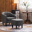 MCombo Accent Club Chair, Barrel Chair with Ottoman, Faux Leather Arm Chair for Living Room Bedroom, Small Space 4022