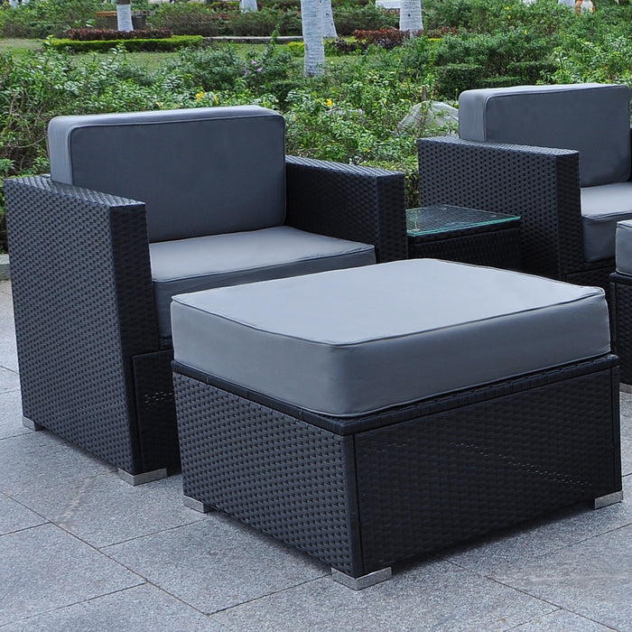 Mcombo Outdoor Patio Black Wicker Furniture Sectional Set All-Weather Resin Rattan Chair Modular Sofas with Water Resistant Cushion Covers 6082-62AR