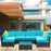 Mcombo Patio Furniture Sets 7 Pieces Outdoor Wicker Sectional Sofa Set, PE Rattan Aluminum Frame Conversation Sets with Washable Cushion and Glass Table for Garden, Proch, and Backyard, 6080-7PC
