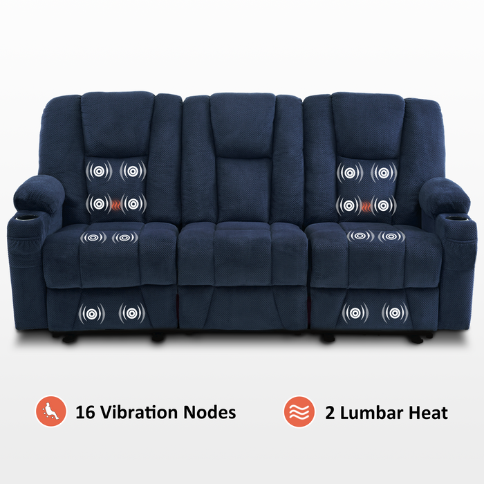 Mcombo Fabric Power Loveseat Recliner, Electric Reclining Sofa with Heat and Massage, Cup Holders, USB Charge Port for Living Room 6015/6035/6025/6045