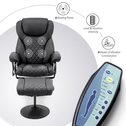 Swivel Recliner with Ottoman, with Massage, Faux Leather 4901 MCombo Swivel Recliner with Ottoman, with Massage, Faux Leather 4901 MCombo