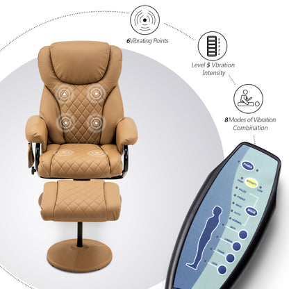 Swivel Recliner with Ottoman, with Massage, Faux Leather 4901 MCombo Swivel Recliner with Ottoman, with Massage, Faux Leather 4901 MCombo