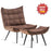 Mcombo Accent Chair with Ottoman, Velvet Modern Tufted Wingback Club Chair, Upholstered Leisure Chairs with Metal Legs for Bedroom Living Room 4079